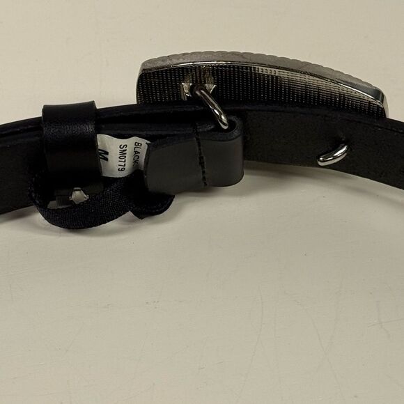 Steve Madden Rhinestone Flag Black Leather Belt SZ M Perfect for July 4th - Picture 3 of 4